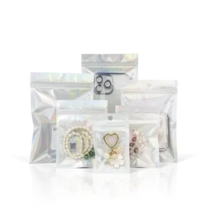 Recyclable Holographic Jewelry Zipper Bags