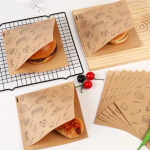 Customizable Kraft Paper Burger Wrappers