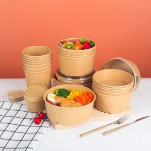 Disposable Kraft Paper Salad Bowls with Lids